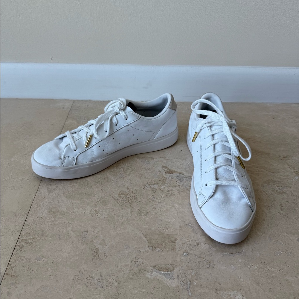 Adidas White Leather Sneakers